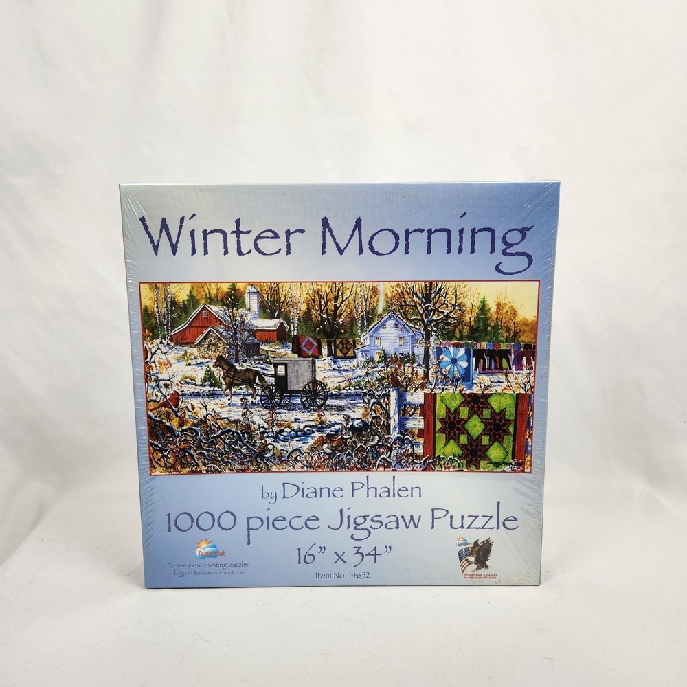 SunsOut "Winter Morning" by Diane Phalen 1000 Pc Jigsaw Puzzle 16" x 34"  #14652